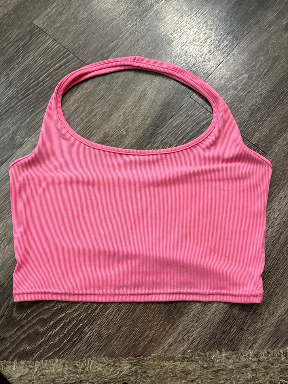 Women's Ribbed Halter Crop Top - Pink